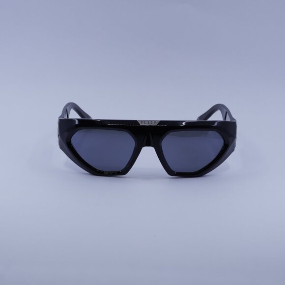 Philipp Plein SPP153 Z42X Sunglasses Black Geometric Frame, Grey Lenses - Picture 2 of 10